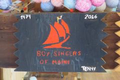 Unknown troop plaque from 2016 at Camp Hinds in Ring Hall. They stayed in Tenny. Located in the middle rafters of bay 1.