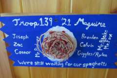Troop 139 plaque from 2021 at Camp Hinds. They are from Minot and stayed in Maguire. Located in the Dining Hall.