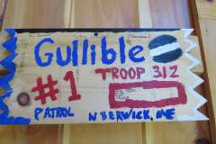Troop 312 plaque from 2021 at Camp Hinds. They are from North Berwick. Located in the dining hall.