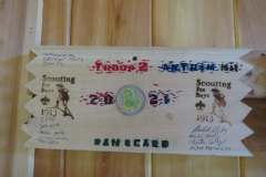 Troop 2 plaque from 2021 at Camp Hinds. They are from Antrim, NH. Located in the dining hall.