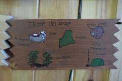 Troop 10 plaque from 2021 at Camp Hinds. Located in the dining hall.