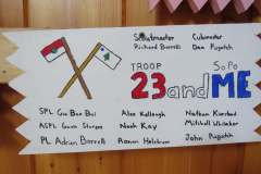 Troop 23 plaque from 2021 at Camp Hinds. Located in the dining hall.