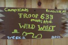 Troop 633 plaque from 2021 at Camp Hinds. They are from Brunswick and stayed in West campsite. Located in the dining hall.