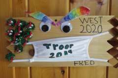 Troop 2019 plaque from 2020 at Camp Hinds. They stayed in West campsite. Located in the dining hall.