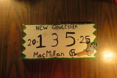 Troop 135 plaque from 2025 at Camp Hinds in the dining hall. They stayed in MacMillan campsite. Located in the dining hall.