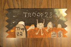 Troop 23 plaque from 2025 at Camp Hinds in the dining hall. Located in the dining hall.