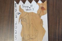 Troop H (Provo) plaque from Week 3, 2025 at Camp Hinds in the dining hall. They stayed in Wilderness campsite. Located in the dining hall.