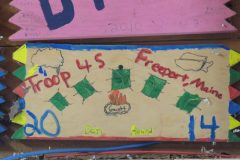 Troop 45 plaque from 2014 at Camp Hinds in Ring Hall. They stayed in Dan Beard. Located on the main entrance wall of Ring Hall.