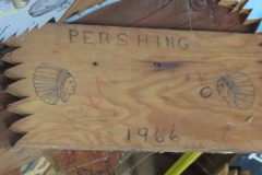Plaque from Unknown Troop at Camp Hinds in Ring Hall from 1966. They stayed in Pershing. Located in the middle rafters of bay 1.
