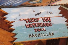 Troop 306 plaque from 2001 at Camp Hinds in Ring Hall. They stayed in MacMillan. Located in the middle rafters of bay 1.