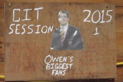 CIT plaque from 2015 (Session 1) at Camp Hinds in Ring Hall. They stayed in Boone. Located on the main entrance wall of Ring Hall.