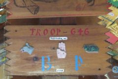 Troop 646 plaque from 1968 at Camp Hinds in Ring Hall. Located in the rafters of bay 1.