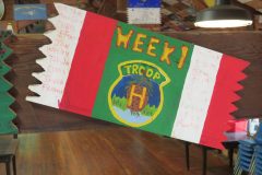 Troop H (Provo) plaque from 2015 at Camp Hinds. They stayed in Wilderness. Located in the middle rafters of bay 1 in Ring Hall.