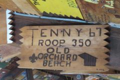 Troop 350 plaque from 1967 at Camp Hinds. They are from Old Orchard Beach and stayed in Tenny. Located in the middle rafters of bay 1 of Ring Hall.