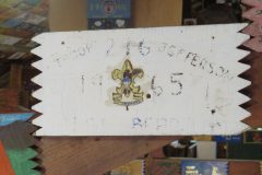 Troop 216 plaque from 1965 at Camp Hinds. They are from Jefferson stayed in Pershing. Located in the middle rafters of bay 1 of Ring Hall.
