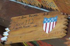 Troop 112 plaque from 1968 at Camp Hinds. They are from Auburn and stayed in Dan Beard. Located in the middle rafters of Bay 1 in Ring Hall.