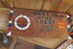 Troop 342 plaque from 1977 at Camp Hinds. They stayed in West. Located in the middle rafters of bay 1 of Ring Hall.