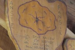 Pansie Patrol Honor Patrol plaque at Camp Hinds from an unknown Troop. They stayed in Byrd. Located in the middle rafters of Bay 1 in Ring Hall.