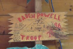 Troop 23 plaque from 1996 at Camp Hinds in Ring Hall. They stayed in Baden Powell. Located on the main entrance wall of Ring Hall.